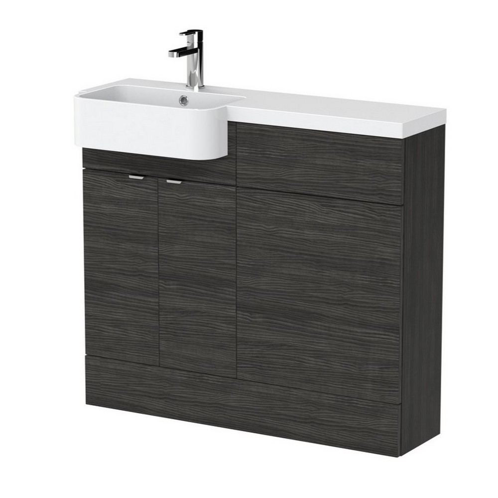 Hudson Reed Fusion 1000mm LH Charcoal Black Combination Unit & Round Semi Recessed Basin (1)