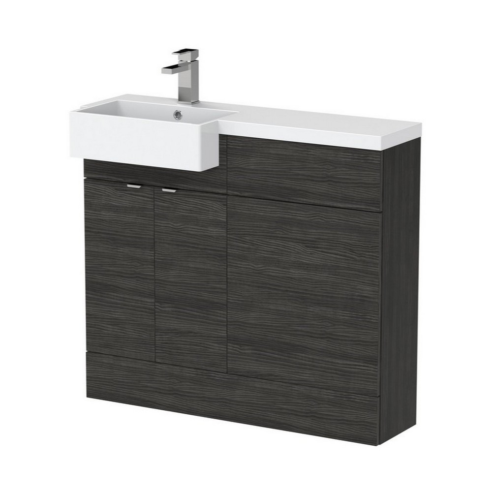 Hudson Reed Fusion 1000mm LH Charcoal Black Combination Unit & Square Semi Recessed Basin (1)