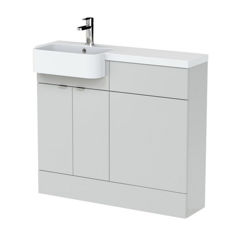 Hudson Reed Fusion 1000mm LH Gloss Grey Mist Combination Unit & Round Semi Recessed Basin (1)