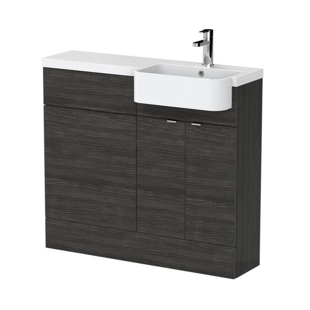 Hudson Reed Fusion 1000mm RH Charcoal Black Combination Unit & Round Semi Recessed Basin (1)