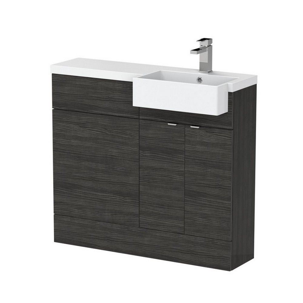 Hudson Reed Fusion 1000mm RH Charcoal Black Combination Unit & Square Semi Recessed Basin (1)
