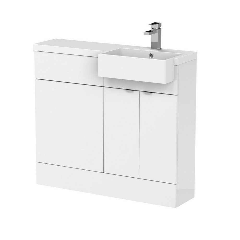 Hudson Reed Fusion 1000mm RH Gloss White Combination Unit & Square Semi Recessed Basin (1)