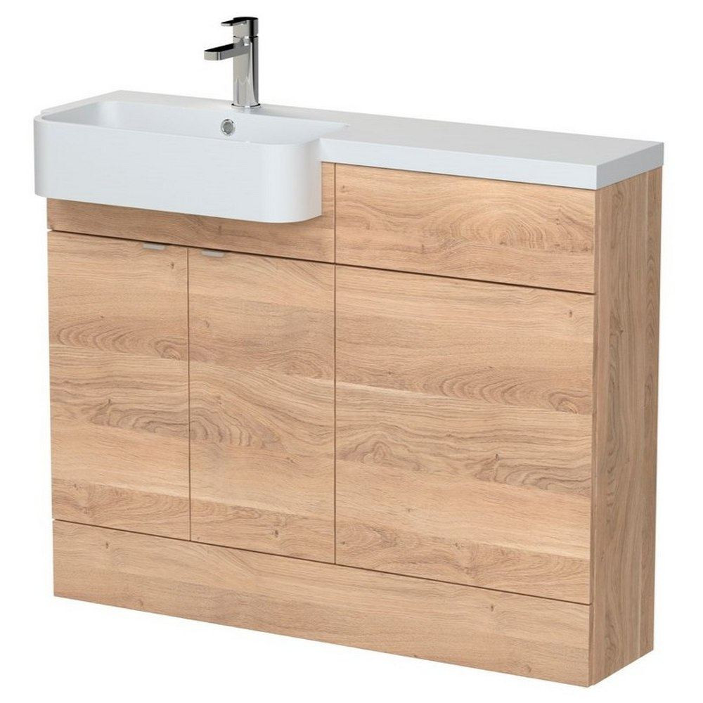 Hudson Reed Fusion 1100mm Full Depth Bleached Oak LH Round Combination Unit (1)