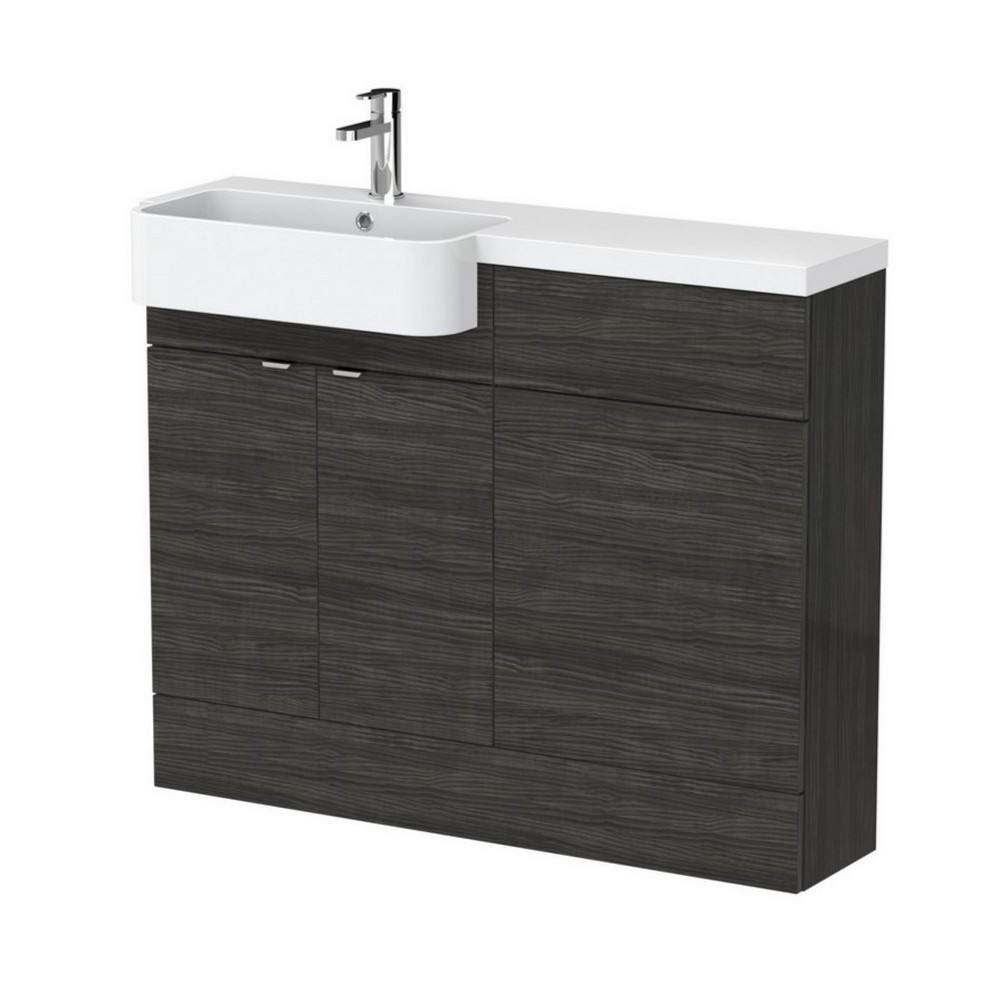 Hudson Reed Fusion 1100mm LH Charcoal Black Combination Unit & Round Semi Recessed Basin (1)