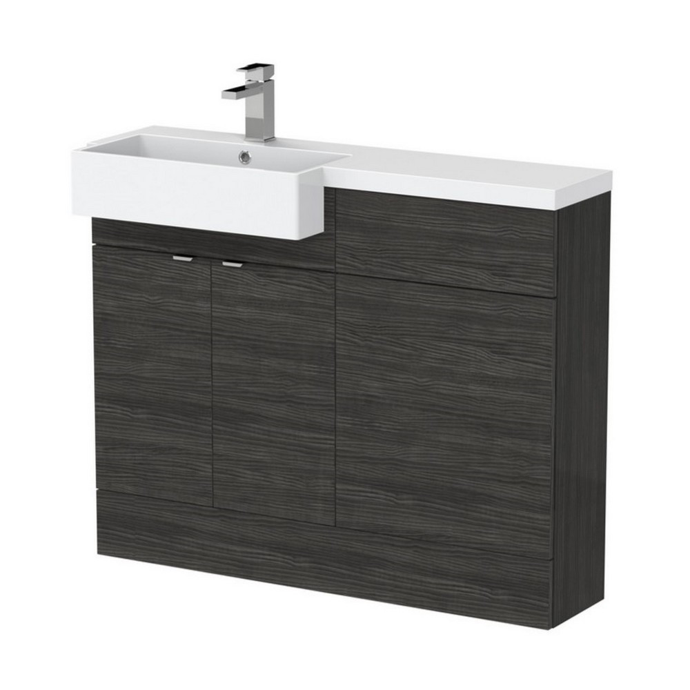 Hudson Reed Fusion 1100mm LH Charcoal Black Combination Unit & Square Semi Recessed Basin (1)