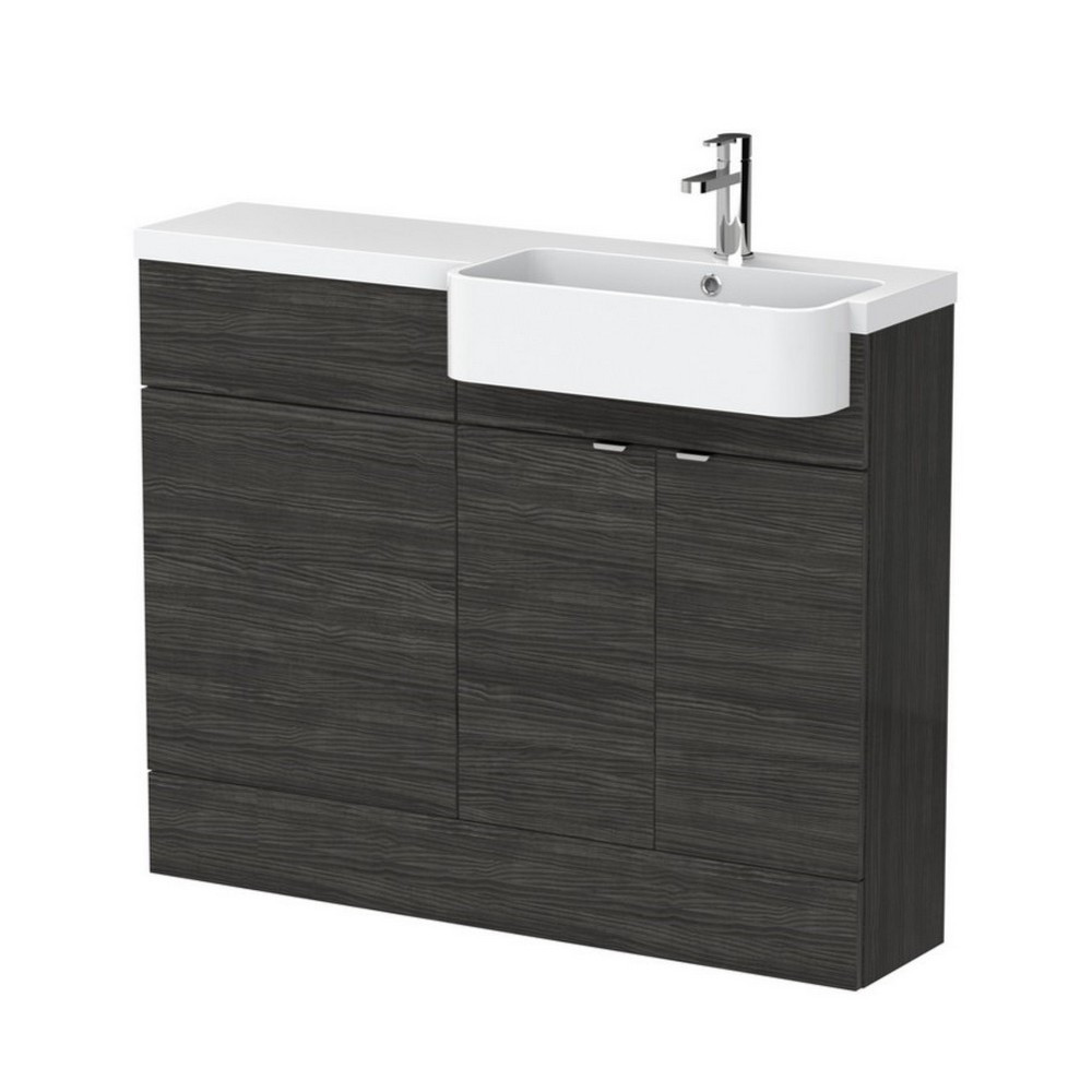 Hudson Reed Fusion 1100mm RH Charcoal Black Combination Unit & Round Semi Recessed Basin (1)