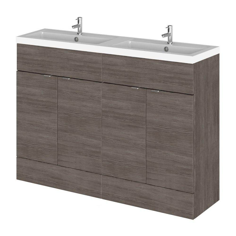 Hudson Reed Fusion 1200mm Anthracite Woodgrain Vanity Unit with Twin Basin (1)