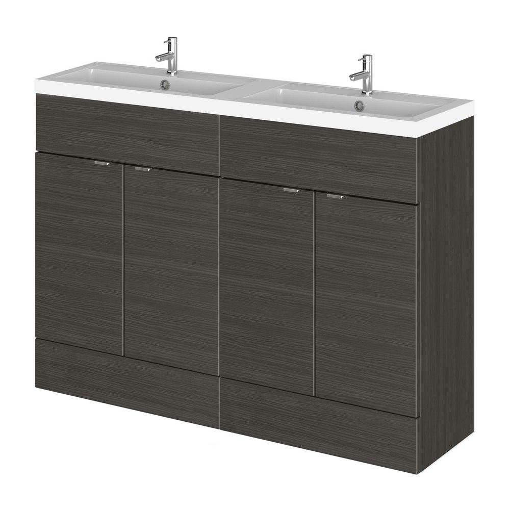 Hudson Reed Fusion 1200mm Charcoal Black Vanity Unit with Twin Basin (1)
