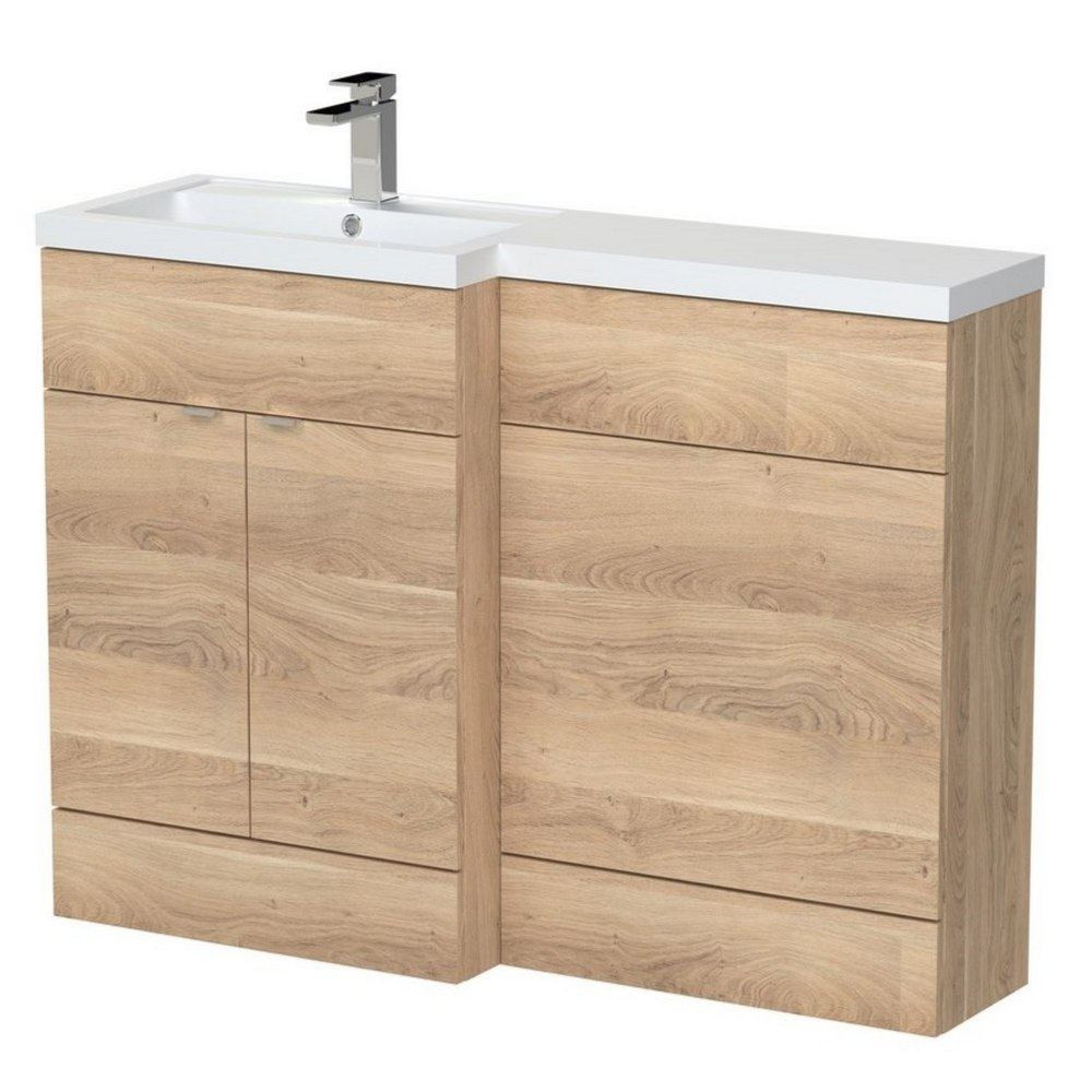 Hudson Reed Fusion 1200mm Full Depth Bleached Oak LH Combination Unit