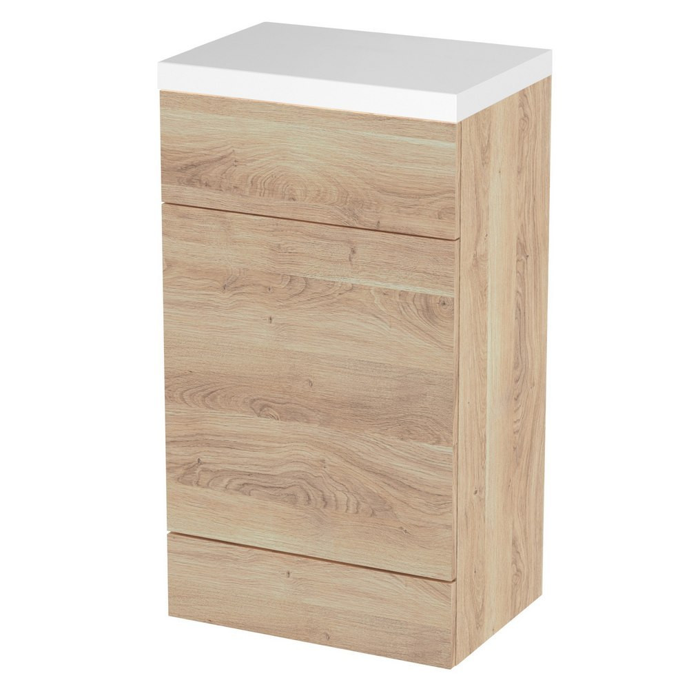Hudson Reed Fusion 500mm Bleached Oak WC Unit & Polymarble Top (1)
