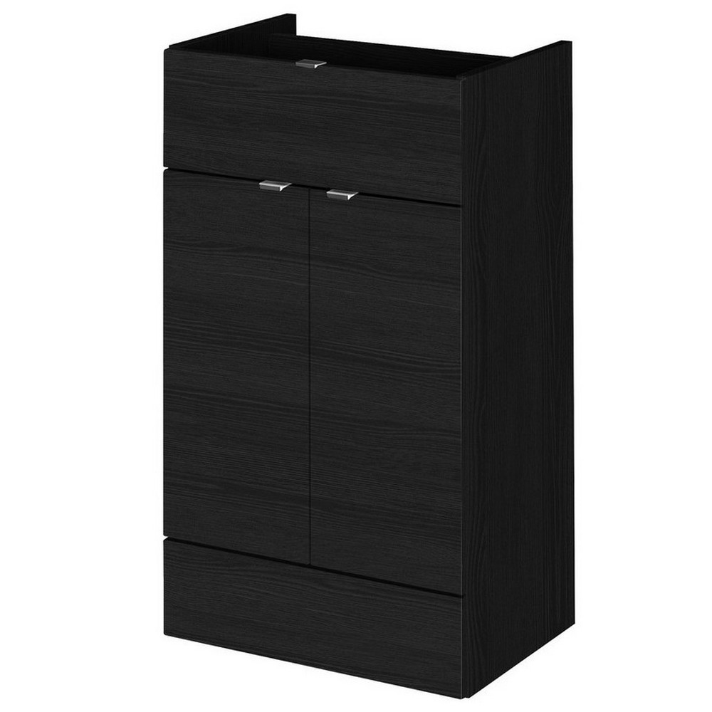 Hudson Reed Fusion 500mm Drawer Line Unit in Charcoal Black Woodgrain