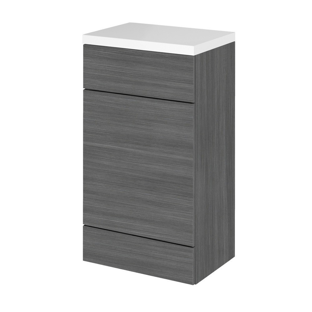 Hudson Reed Fusion 500mm Floor Standing WC Unit & Top Anthracite Woodgrain