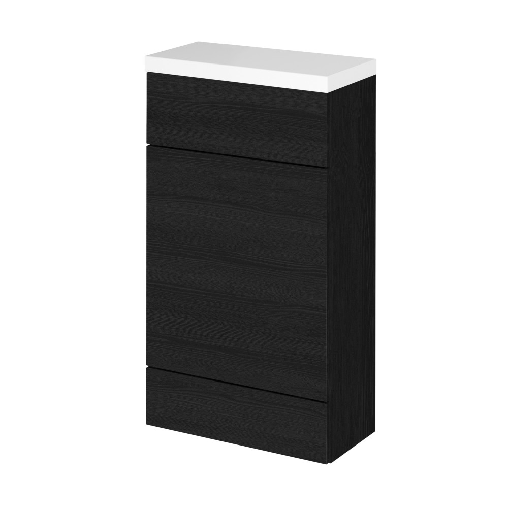 Hudson Reed Fusion 500mm Slimline WC Unit & Top Charcoal Black Woodgrain
