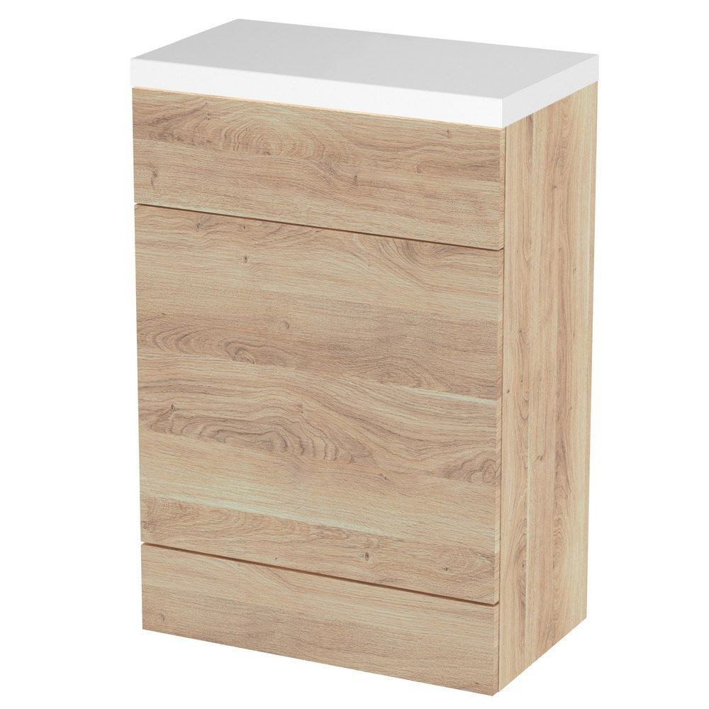 Hudson Reed Fusion 600mm Bleached Oak WC Unit & Polymarble Top (1)