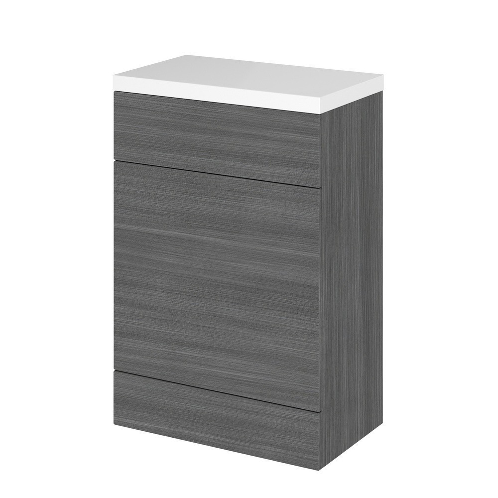Hudson Reed Fusion 600mm Floor Standing WC Unit & Top Anthracite Woodgrain