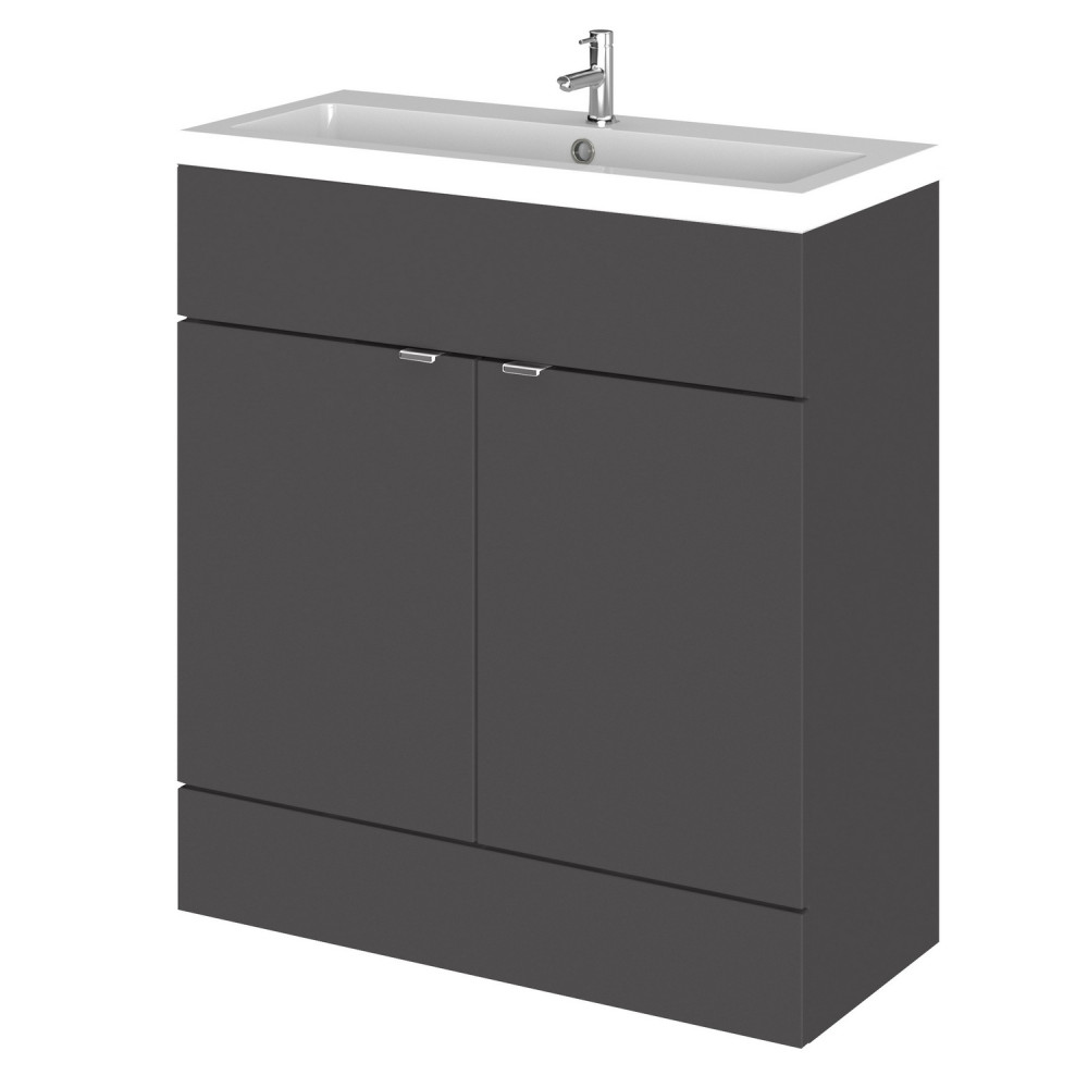 Hudson Reed Fusion 800mm Floor Standing Vanity Unit & Basin - Gloss Grey