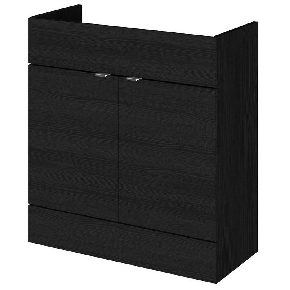 Hudson Reed Fusion 800mm Single Fitted Vanity Unit in Charcoal Black Woodgrain