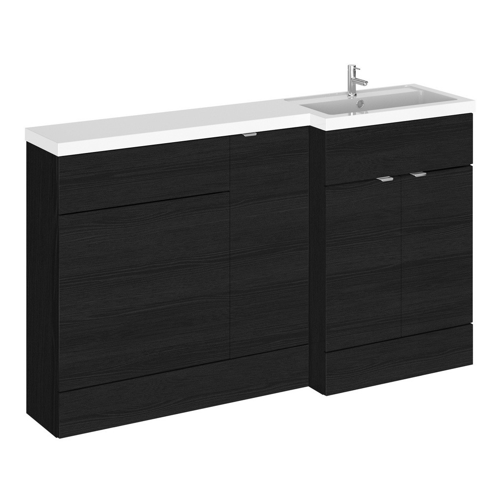 Hudson Reed Fusion Combi Unit 1500mm Full Depth in Charcoal Black Woodgrain RH