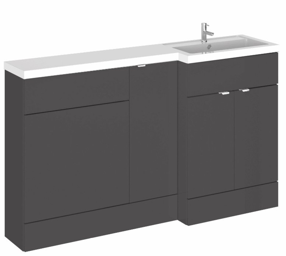 Hudson Reed Fusion Combi Unit 1500mm Full Depth in Gloss Grey RH