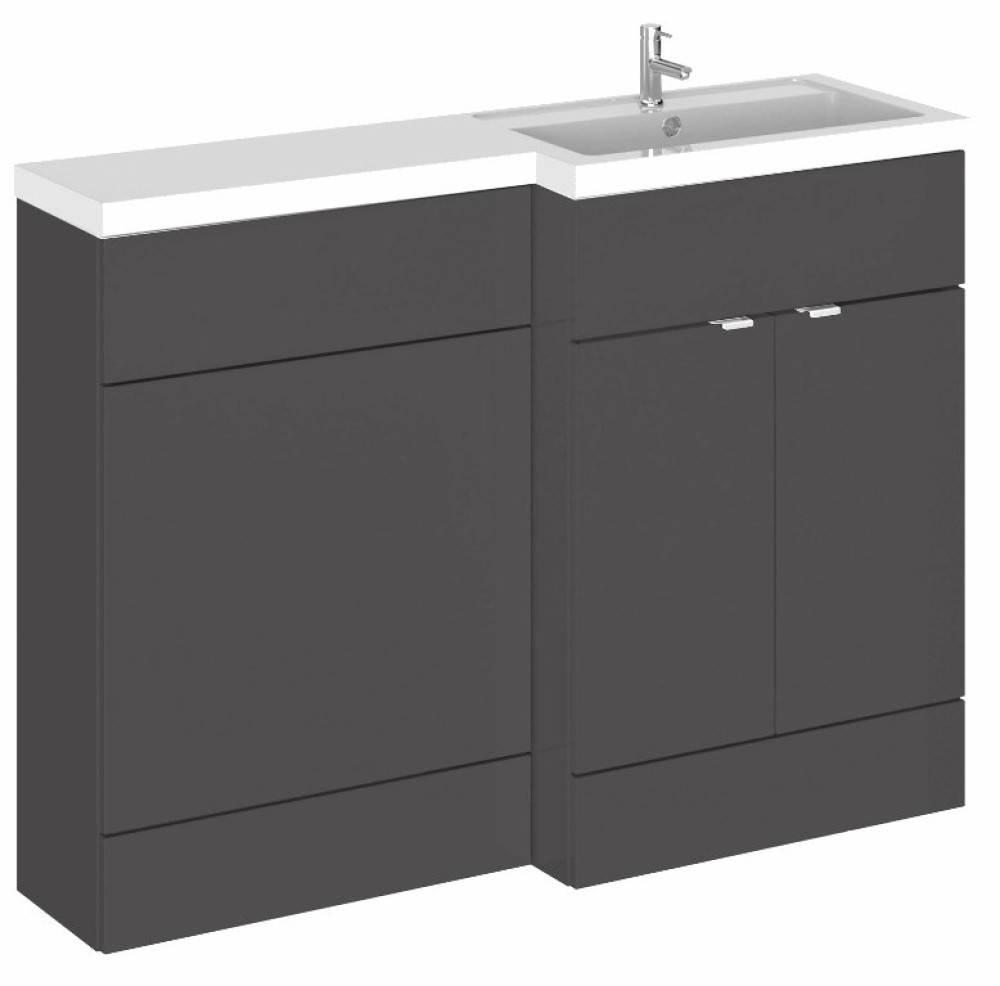 Hudson Reed Fusion Combination 1200mm Full Depth Unit in Gloss Grey RH