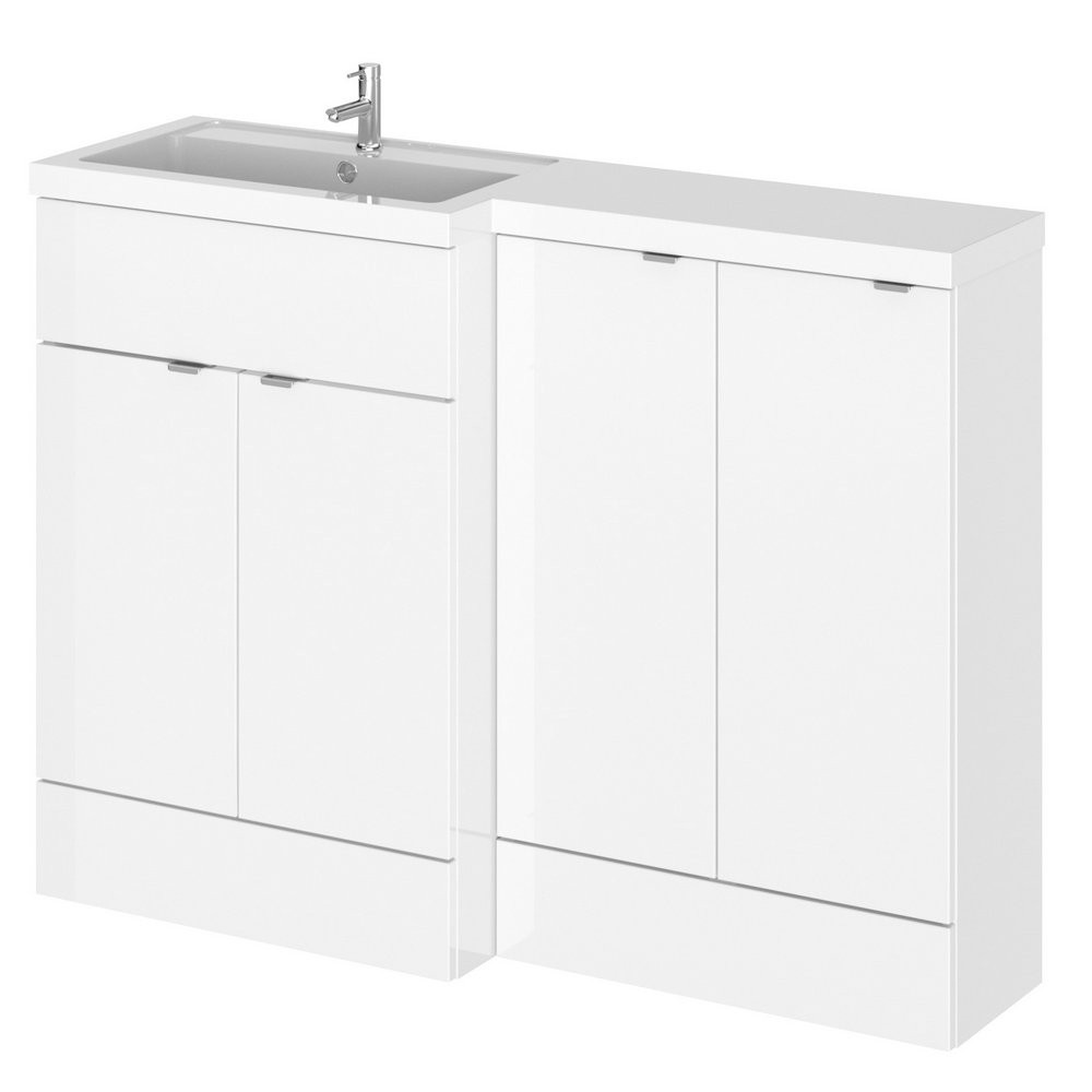 Hudson Reed Fusion Combination 1200mm Full Depth Vanity & Storage Unit in Gloss White LH