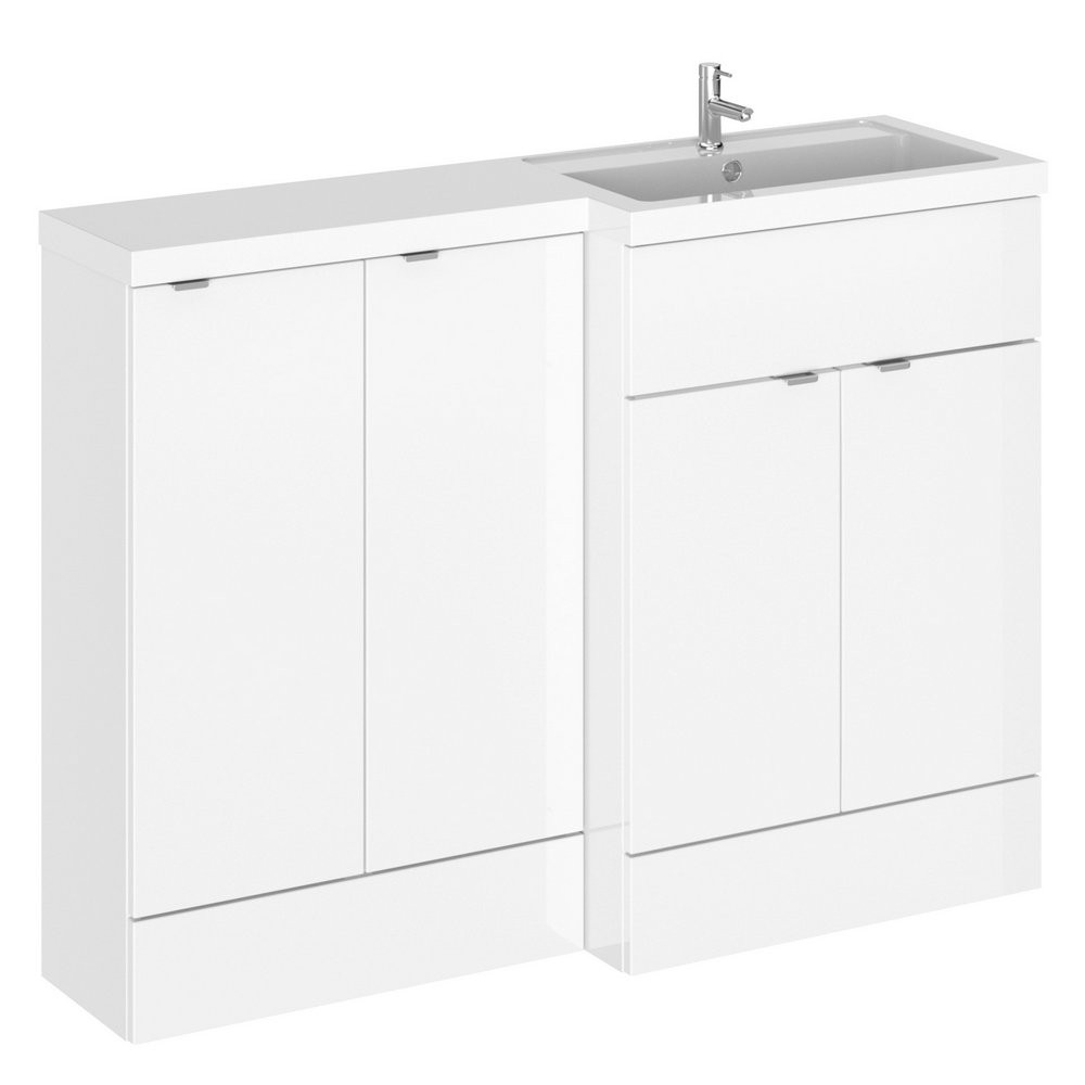 Hudson Reed Fusion Combination 1200mm Full Depth Vanity & Storage Unit in Gloss White RH