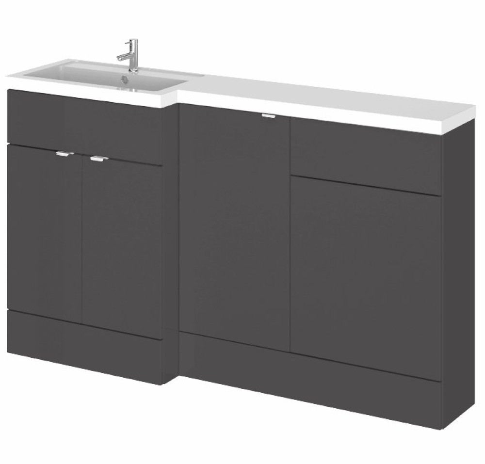 Hudson Reed Fusion Combination Unit 1500mm Full Depth in Gloss Grey LH