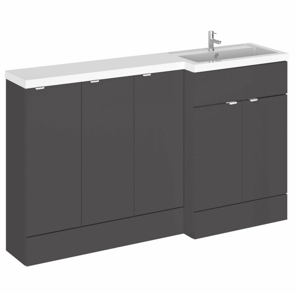 Hudson Reed Fusion Combination Units 1500mm Full Depth in Gloss Grey RH
