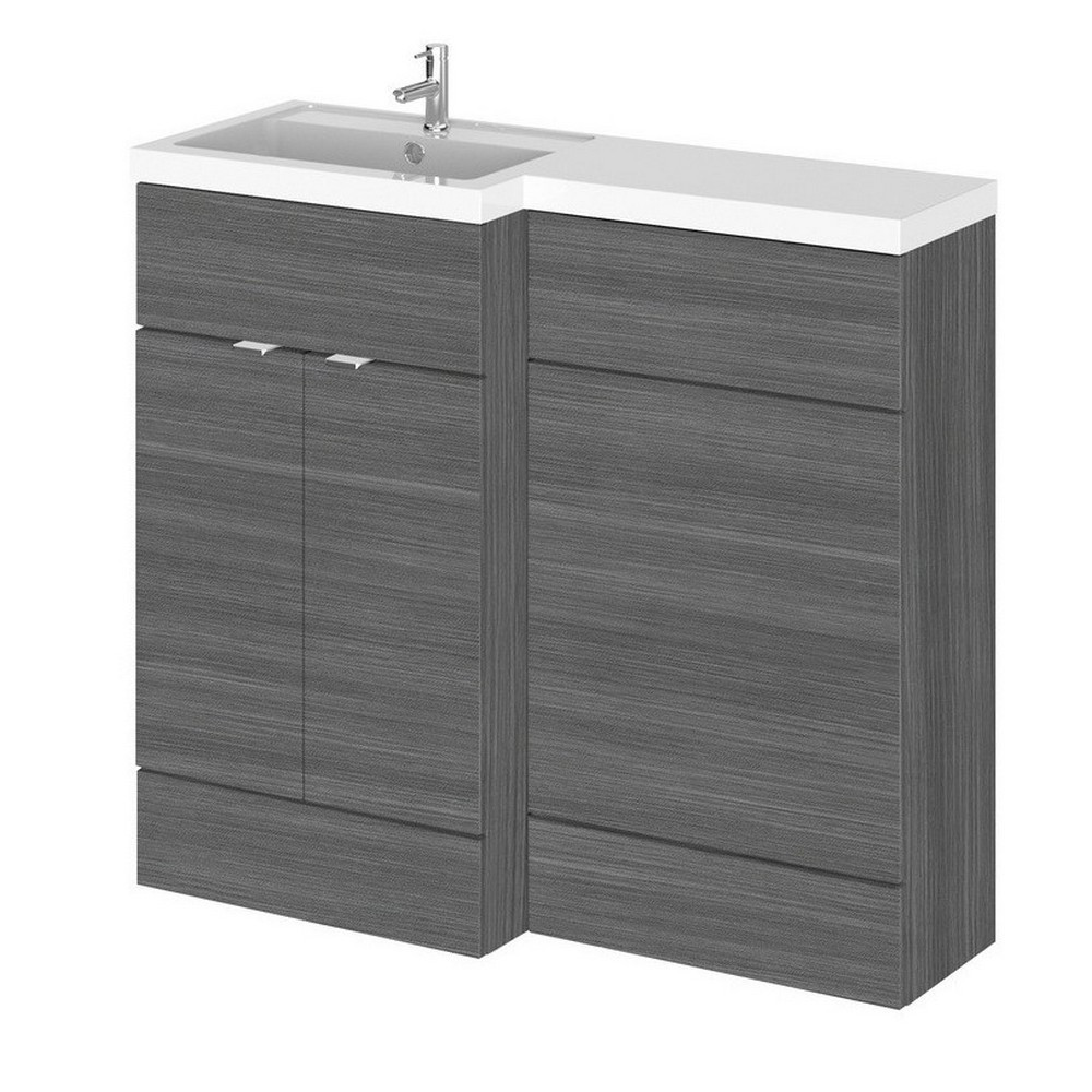 Hudson Reed Fusion Full Depth 1000mm Combination Unit with Basin in Anthracite Woodgrain LH