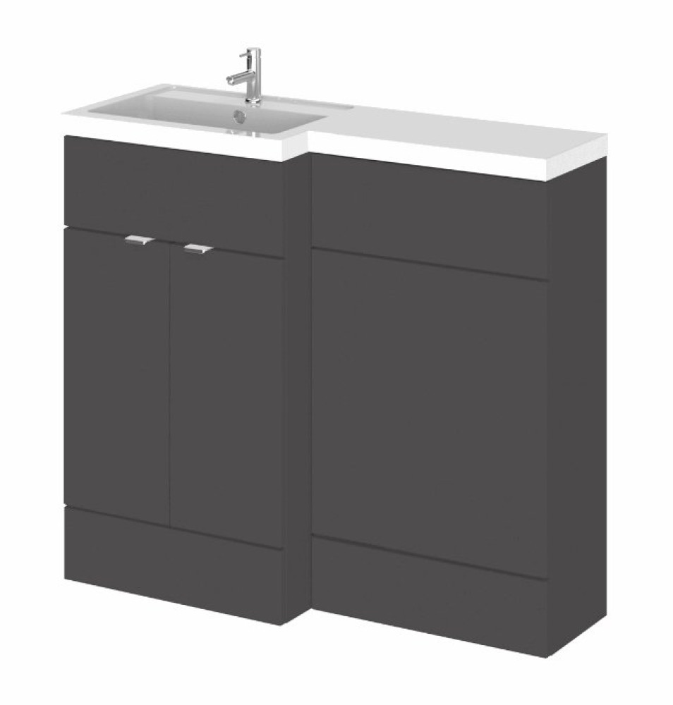 Hudson Reed Fusion Full Depth 1000mm Combination Unit with Basin in Gloss White LH
