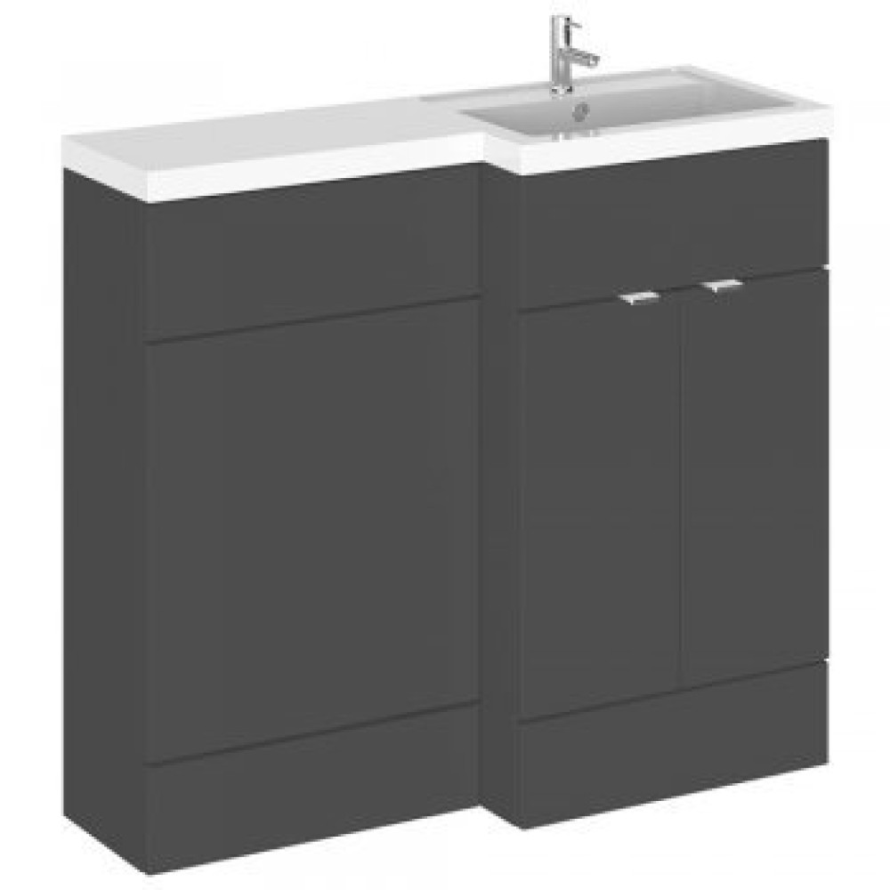 Hudson Reed Fusion Full Depth 1000mm Combination Unit with Basin in Gloss Grey RH