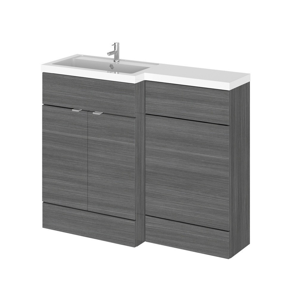 Hudson Reed Fusion Full Depth 1100mm Combination Unit with Basin in Anthracite Woodgrain LH