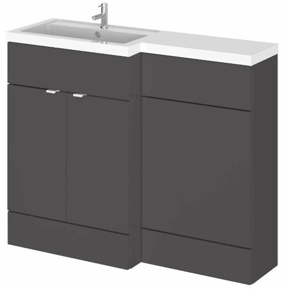 Hudson Reed Fusion Full Depth 1100mm Combination Unit with Basin in Gloss Grey LH