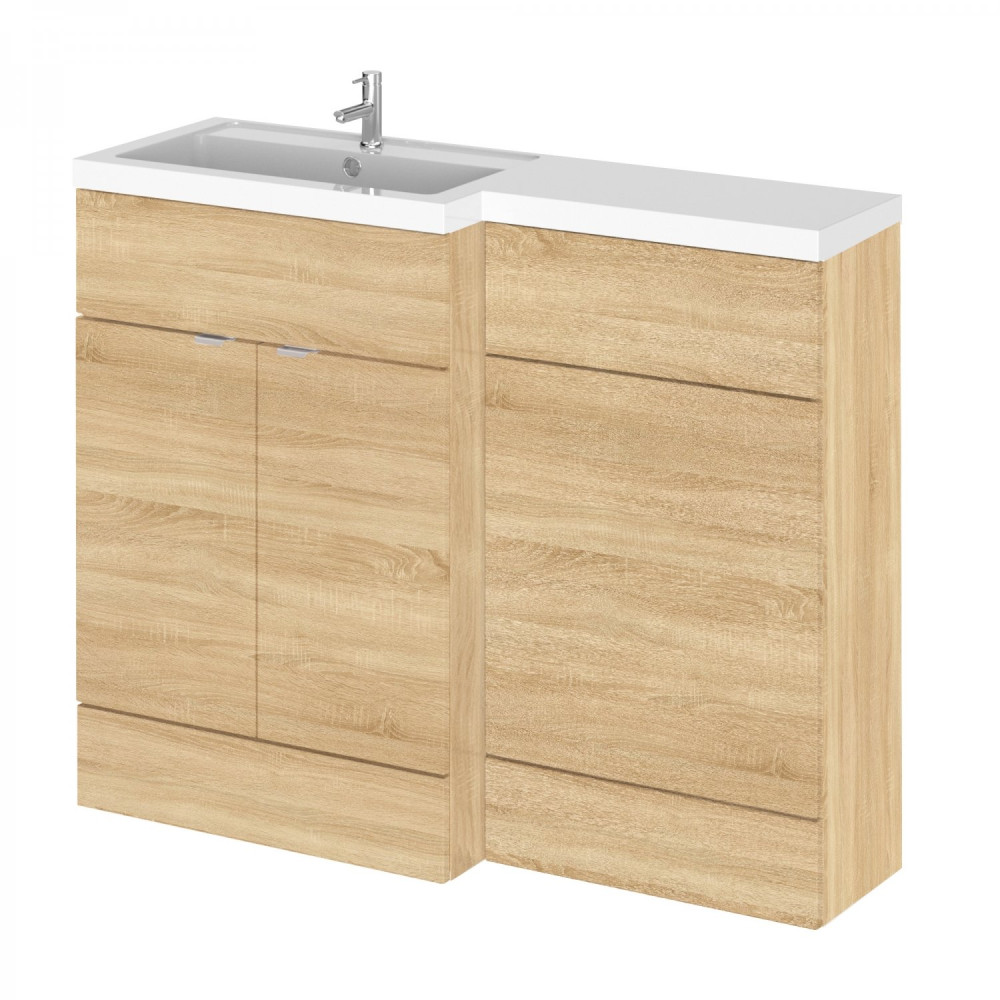 Hudson Reed Fusion Full Depth 1100mm Combination Unit with Basin in Natural Oak LH