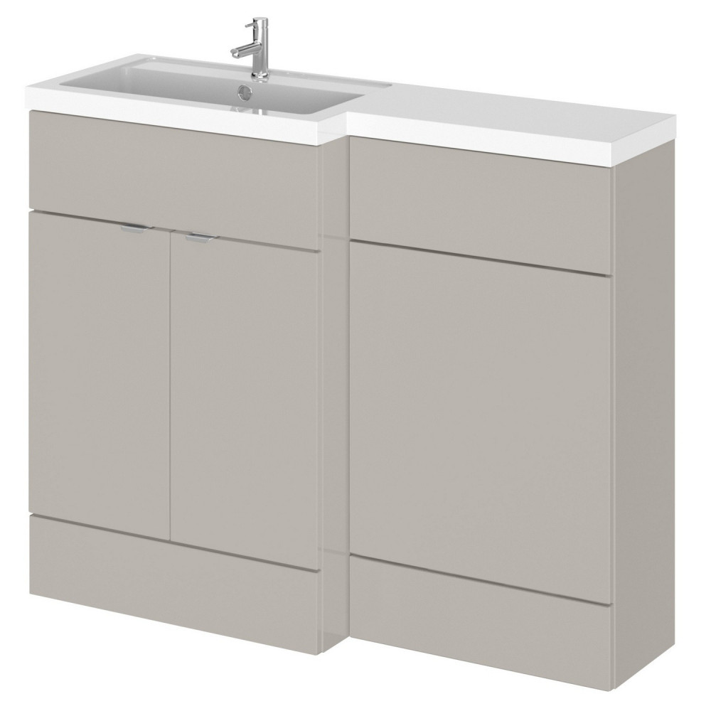 Hudson Reed Fusion Full Depth 1100mm Left Hand Combination Basin Unit in Pebble Grey