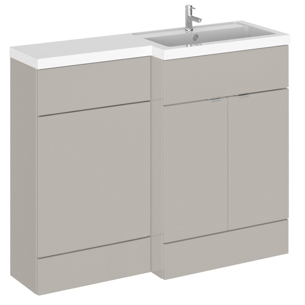 Hudson Reed Fusion Full Depth 1100mm Right Hand Combination Basin Unit in Pebble Grey