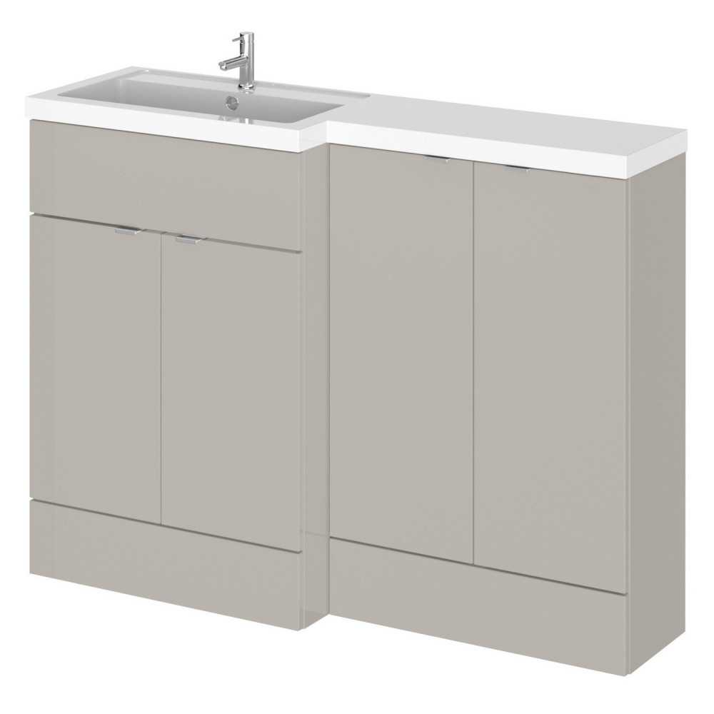 Hudson Reed Fusion Full Depth 1200mm LH Combination Basin Unit with Doors in Pebble Grey