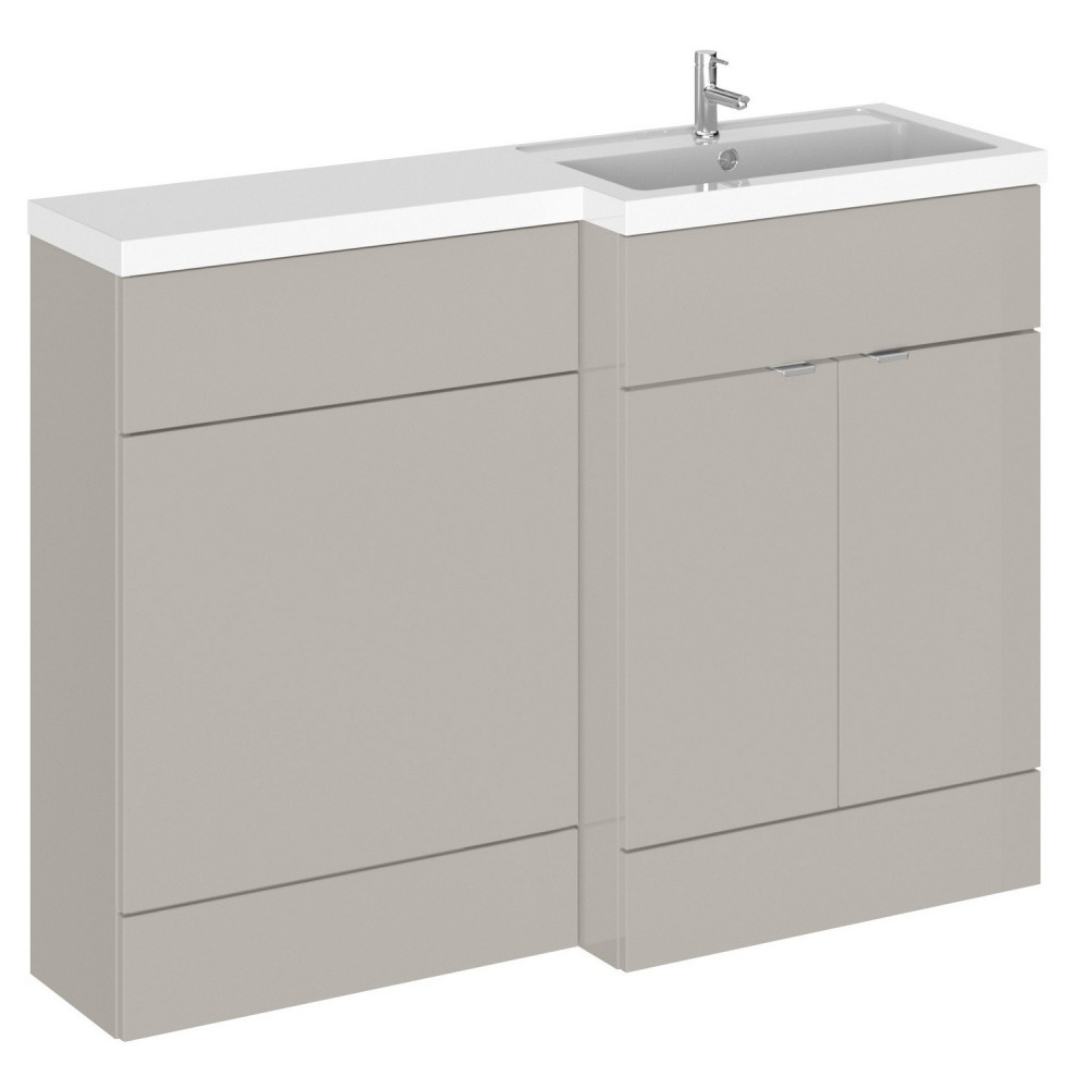 Hudson Reed Fusion Full Depth 1200mm Right Hand Combination Basin Unit in Pebble Grey
