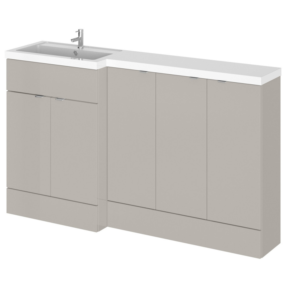 Hudson Reed Fusion Full Depth 1500mm LH Pebble Grey Combination Basin Unit with Doors