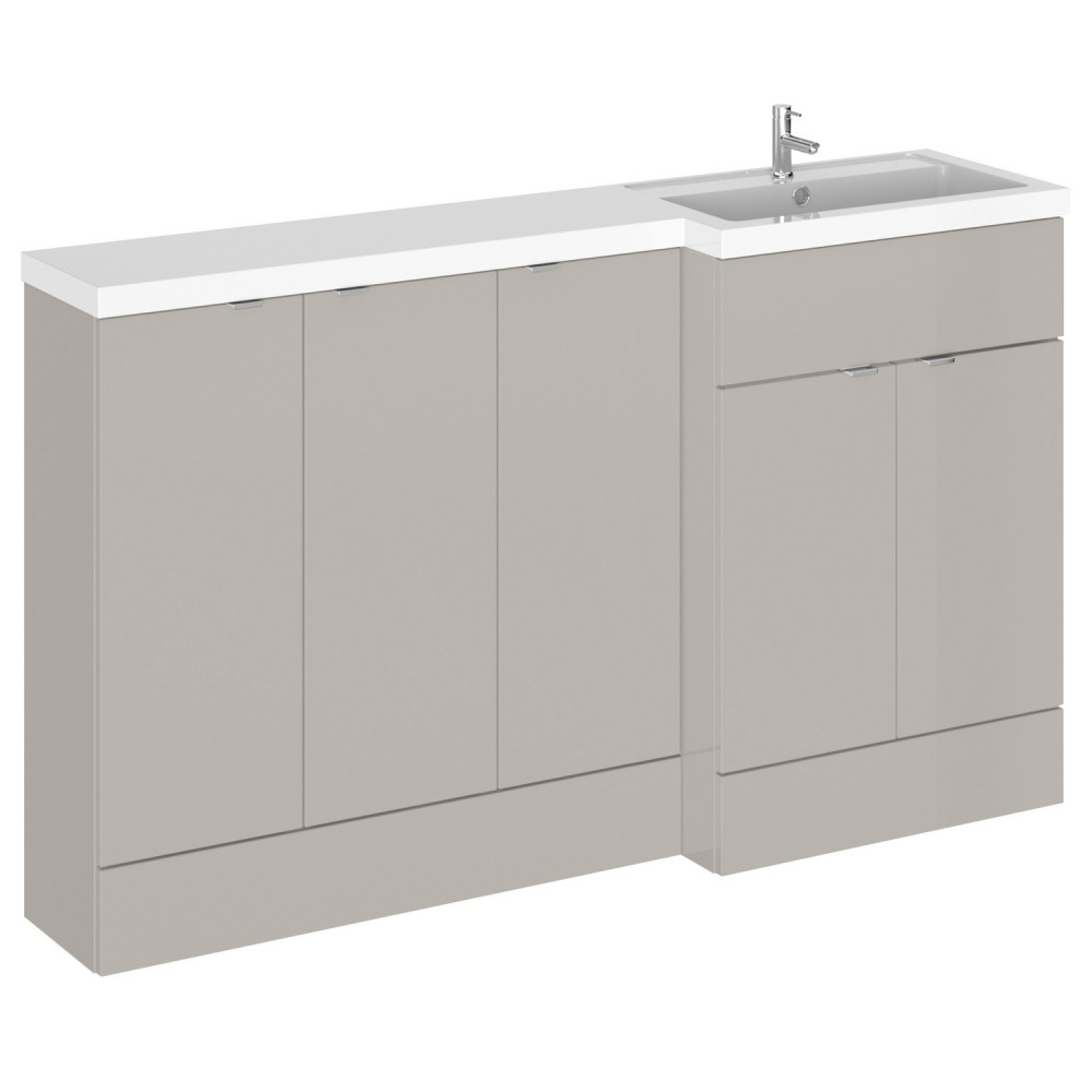 Hudson Reed Fusion Full Depth 1500mm RH Pebble Grey Combination Basin Unit with Doors