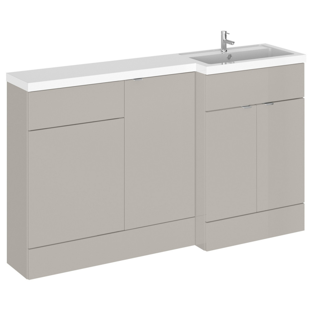 Hudson Reed Fusion Full Depth 1500mm Right Hand Combination Basin Unit in Pebble Grey