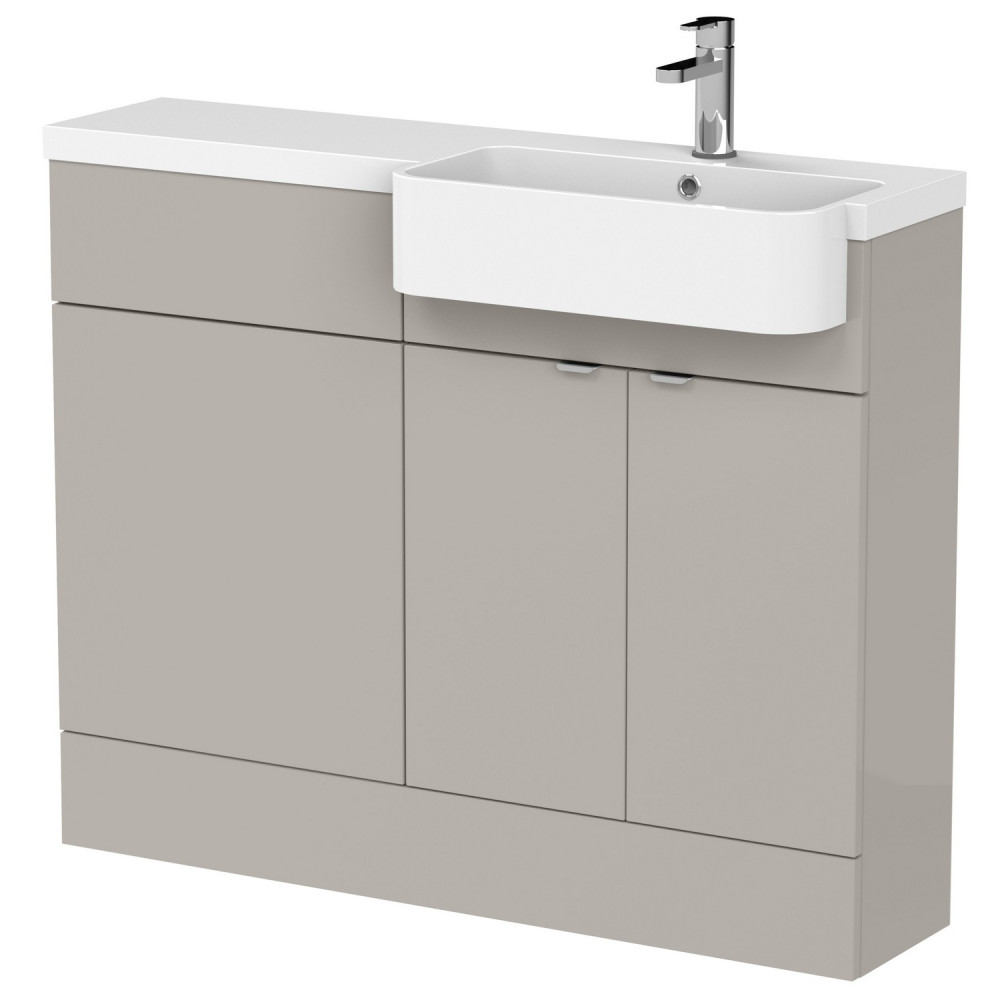 Hudson Reed Fusion Round Semi Recessed 1100mm RH Combination Basin Unit in Pebble Grey