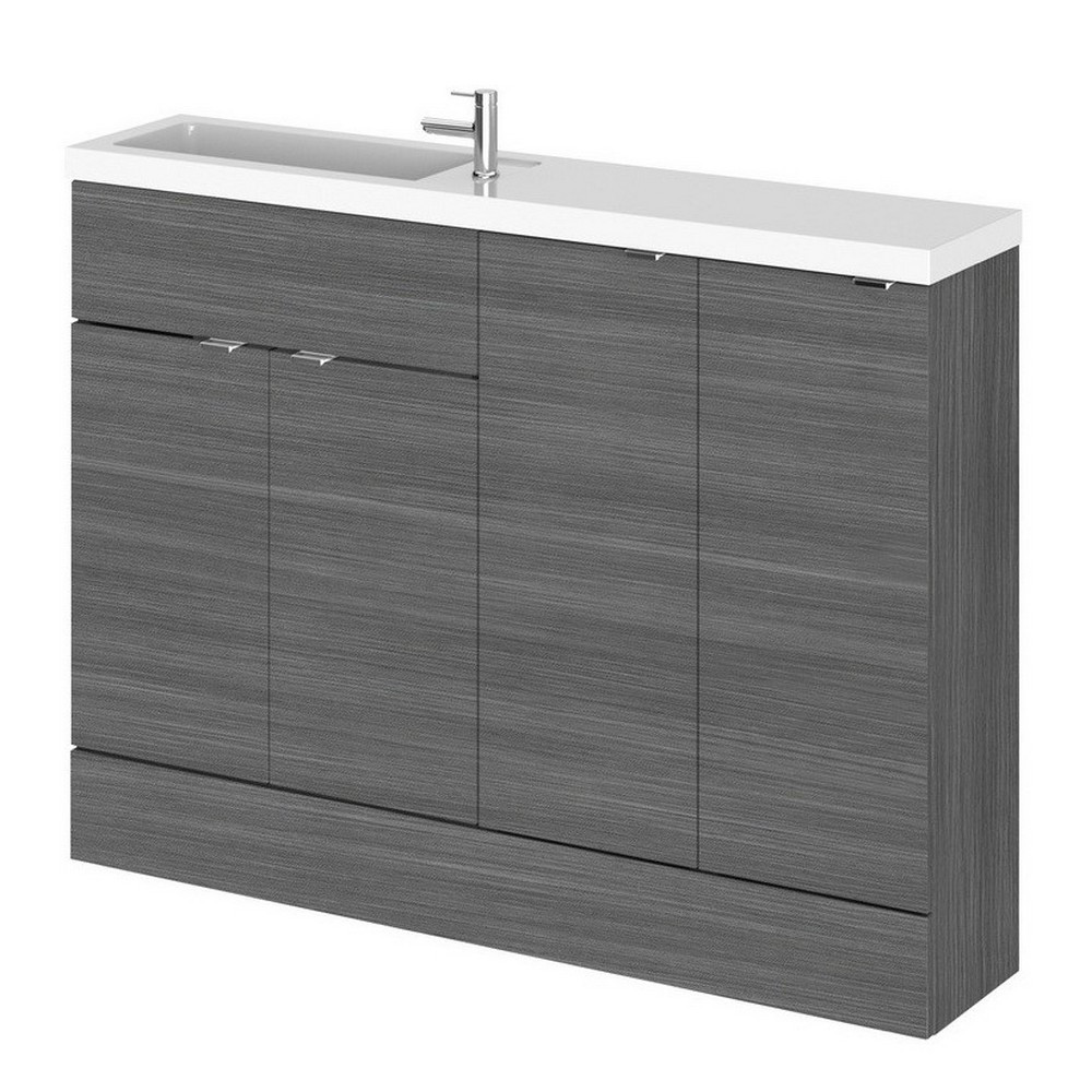 Hudson Reed Fusion Slimline 1200mm Combination Unit with Basin in Anthracite Woodgrain