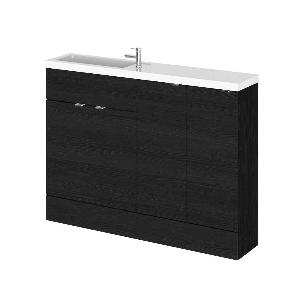 Hudson Reed Fusion Slimline 1200mm Combination Unit with Basin in Charcoal Black Woodgrain