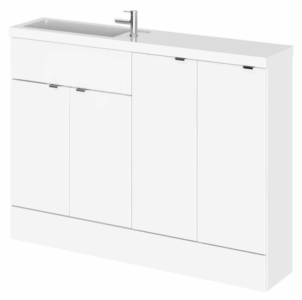 Hudson Reed Fusion Slimline Compact 1200mm Combination Unit with Basin in Gloss White