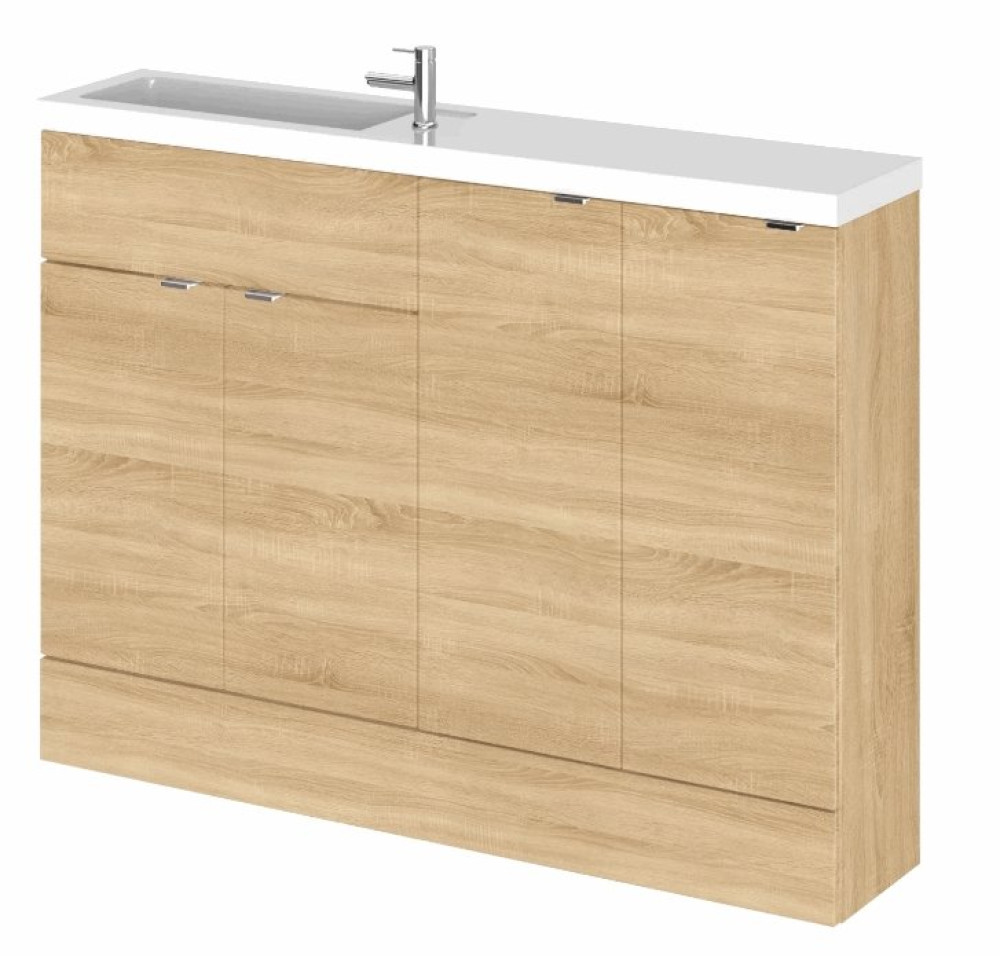 Hudson Reed Fusion Slimline 1200mm Combination Unit with Basin in Natural Oak