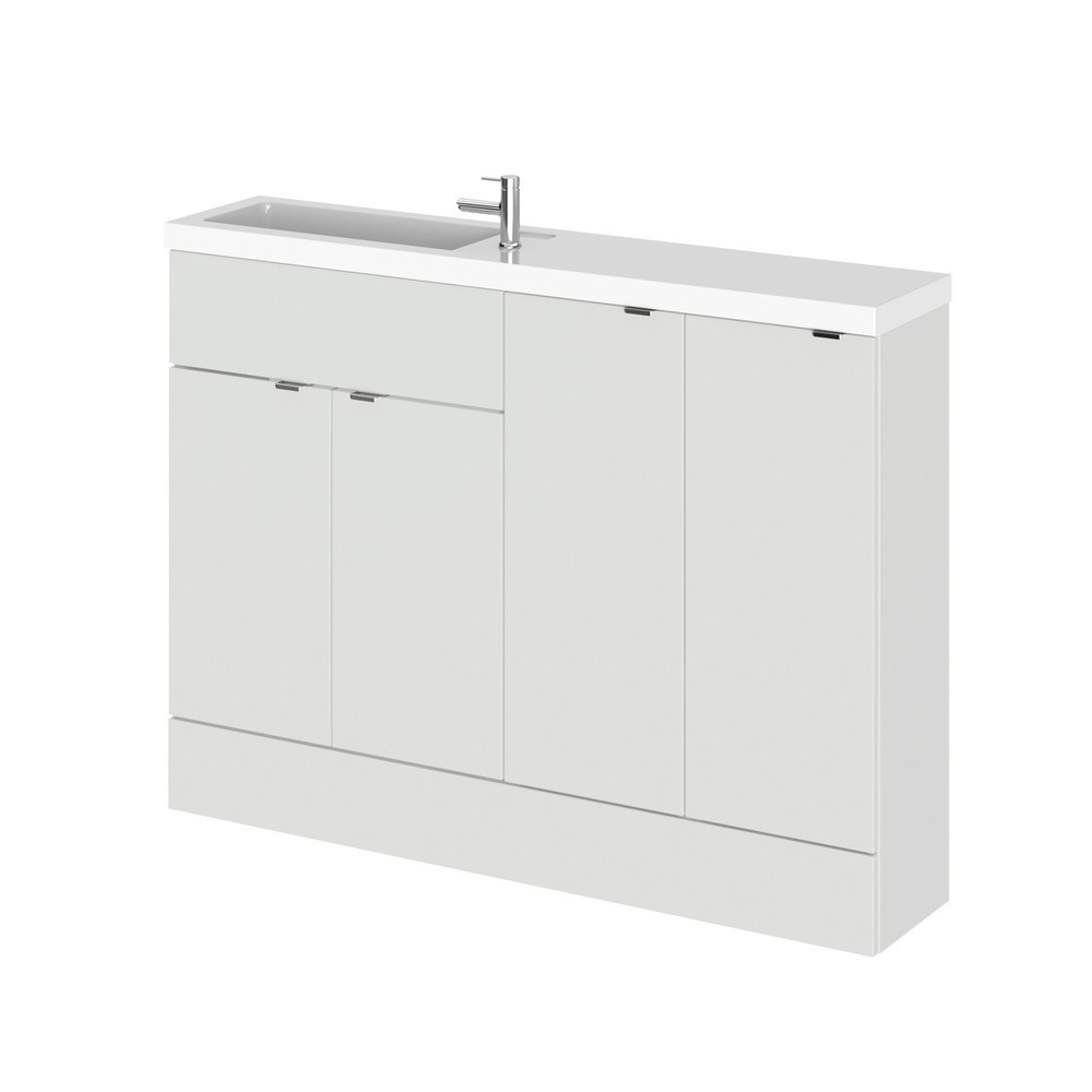 Hudson Reed Fusion Slimline 1200mm Combination Unit with Doors in Gloss Grey Mist (1)