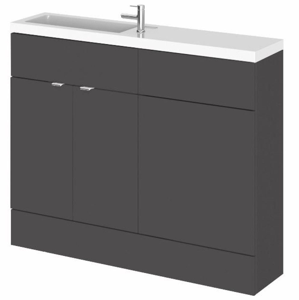 Hudson Reed Fusion Slimline Compact 1100mm Combination Unit with Basin in Gloss Grey
