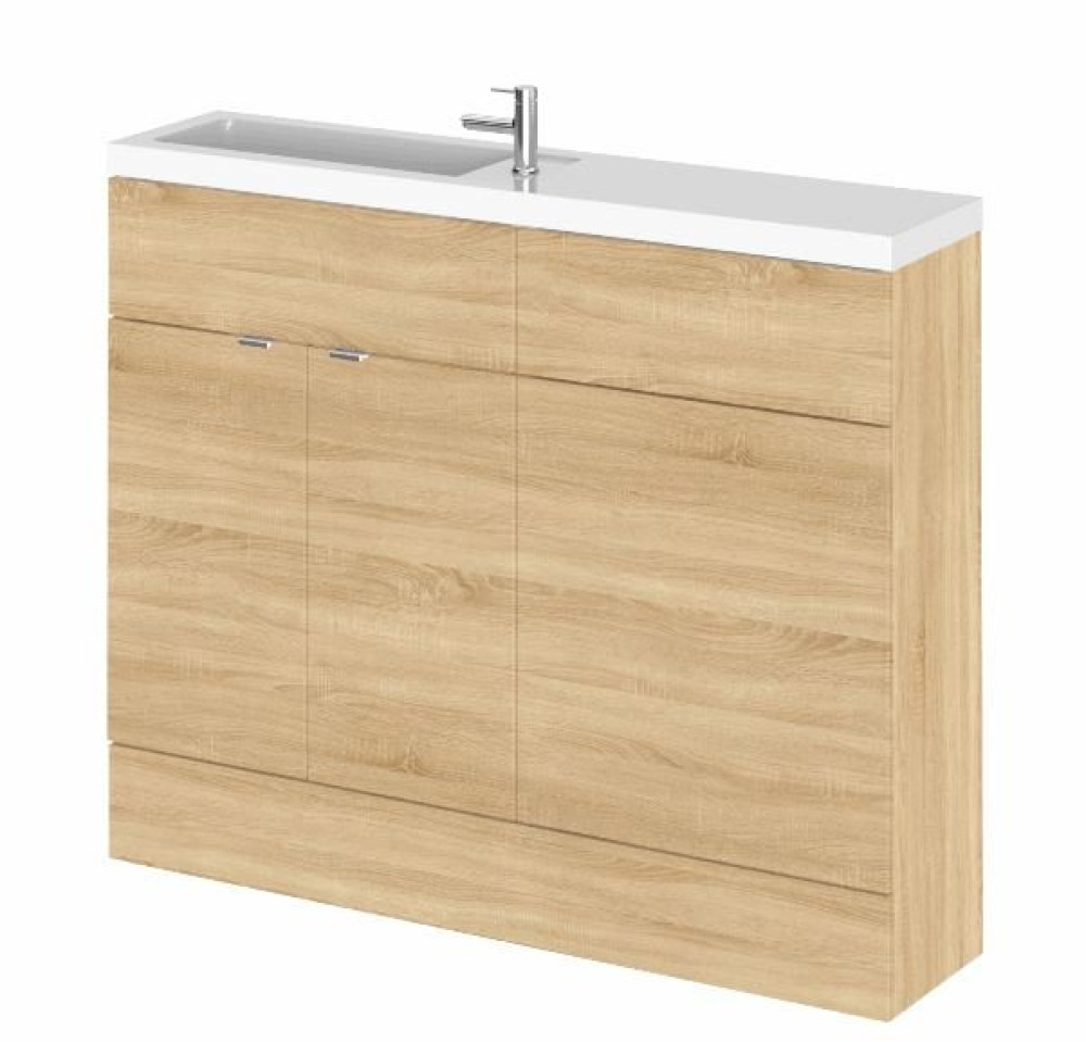 Hudson Reed Fusion Slimline Compact 1100mm Combination Unit with Basin in Natural Oak