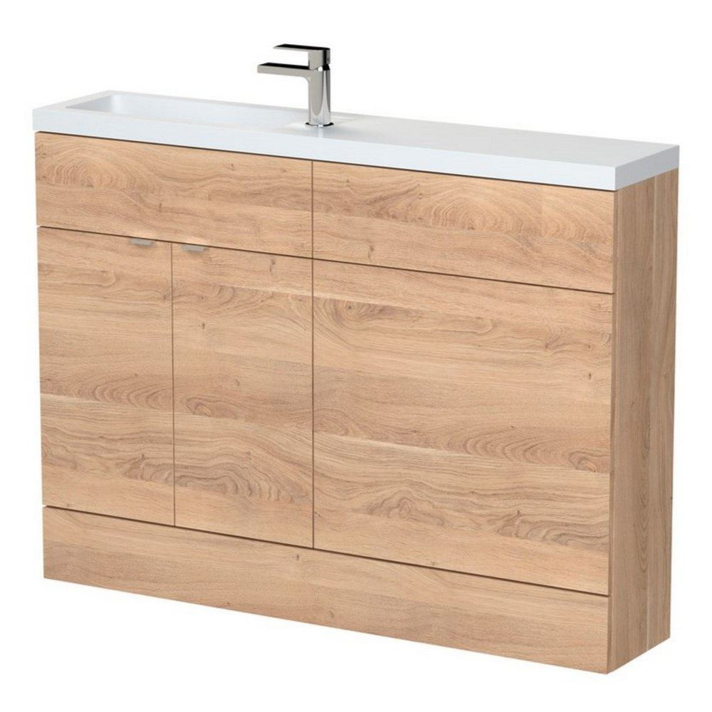 Hudson Reed Fusion Slimline Compact 1200mm Combination Unit in Bleached Oak (1)